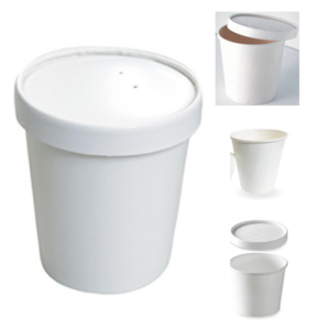 Pots en carton biodégradable de couleur blanche. contenance 473 ml ou 16oz Par lot de 50 pièces  